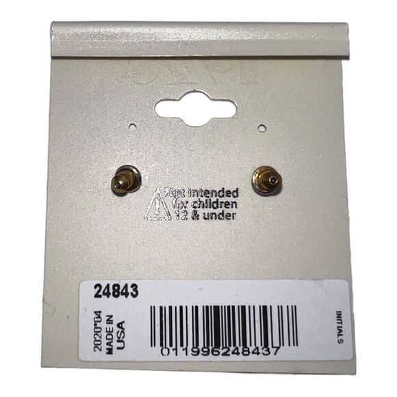 2028 1928 14K Gold-Dipped Initial "A" Button Earrings NWT - Picture 3 of 3